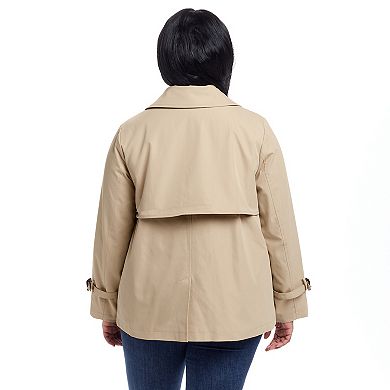 Plus Size Weathercast Double Breasted A-Line Trench Coat