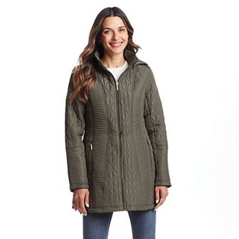 Women's Weathercast Quilted Hooded Front Zip Walker Jacket