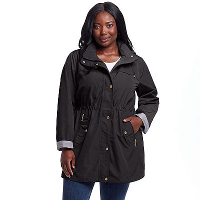Plus Size Weathercast Hooded Anorak with Turn Back Cuffs