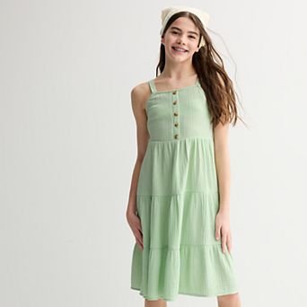 Girls 7-16 Mini Society Button Front Midi Dress with Headscarf