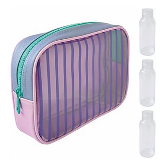 Juniors Striped Cosmetic Bag Travel Bottles