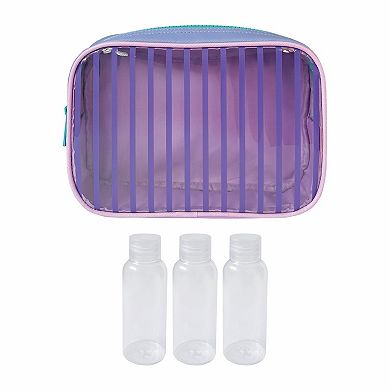 Juniors Striped Cosmetic Bag Travel Bottles
