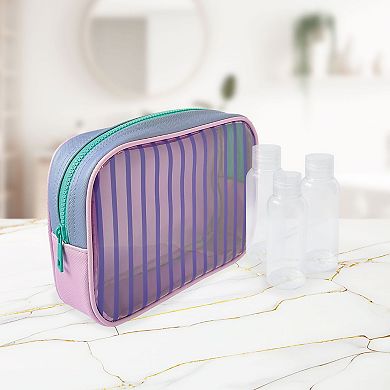 Juniors Striped Cosmetic Bag Travel Bottles
