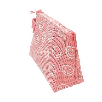 Juniors Smiley Face Corduroy Cosmetic Bag