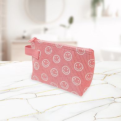 Juniors Smiley Face Corduroy Cosmetic Bag