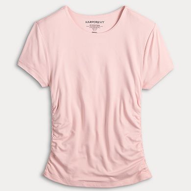 Juniors' Harper & Ivy Yummy Contour Short Sleeve Cinch Top