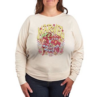 Plus Size Marvel Vintage Floral French Terry Long Sleeve Tee