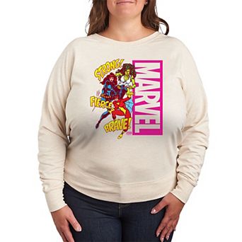 Plus Size Marvel Women Strong Fierce French Terry Long Sleeve Tee