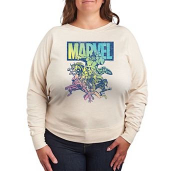 Women's Marvel Group Rainbow French Terry Long Sleeve Tee