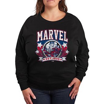 Plus Size Marvel Collegiate Americana French Terry Long Sleeve Tee
