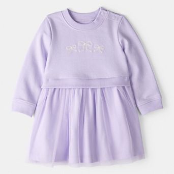 Baby Girl Carter's Bow Print Tulle Cotton Dress