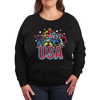 Plus Size Marvel USA French Terry Long Sleeve Tee