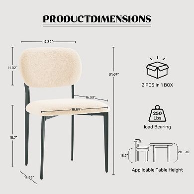 Unikome 2 Pack Teddy Velvet Dining Chairs - Stylish Comfort for Modern Dining Spaces