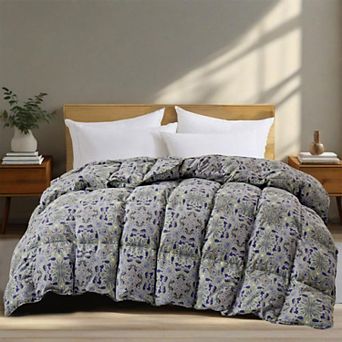 Unikome Goose Feather Down Comforter Vintage Paisley Bedding for Year-Round Use