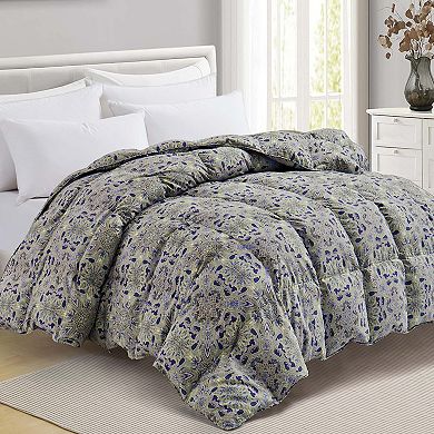 Unikome Goose Feather Down Comforter Vintage Paisley Bedding for Year-Round Use
