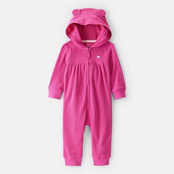Baby Girl Carter's Heart Long Sleeve Jumpsuit with Hood