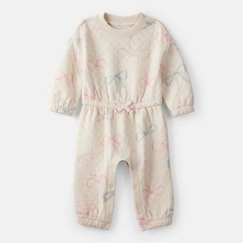 Baby Girl Carter's Bow Print Long Sleeve Jumpsuit