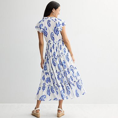 Women's Farmers Market Short Sleeve Tiered Maxi Dress