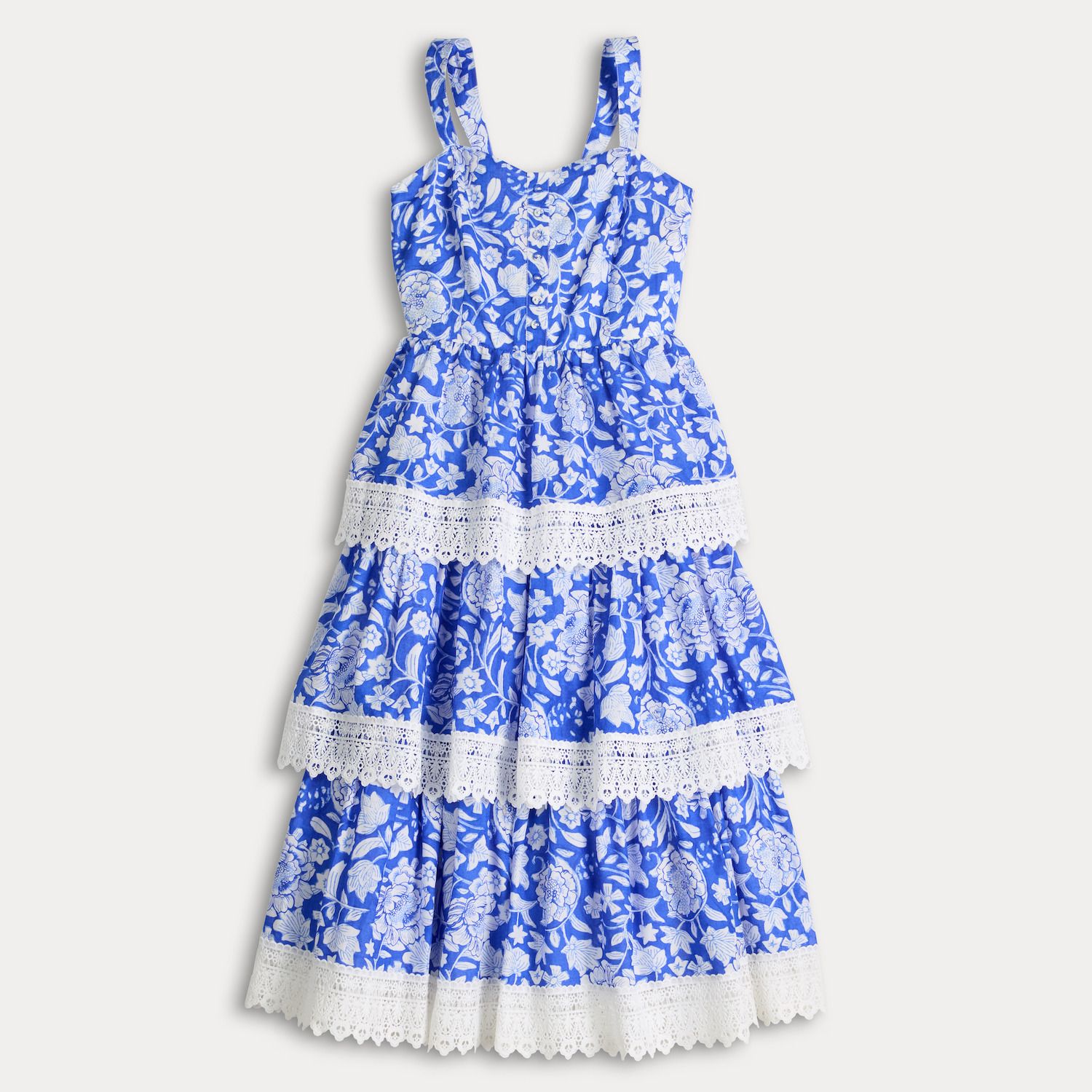Women's Farmers Market Tiered Lace Trim Maxi Dress