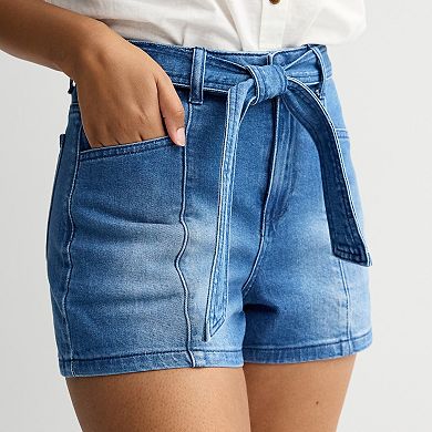 Women's Farmers Market Tie Belt Denim Shorts