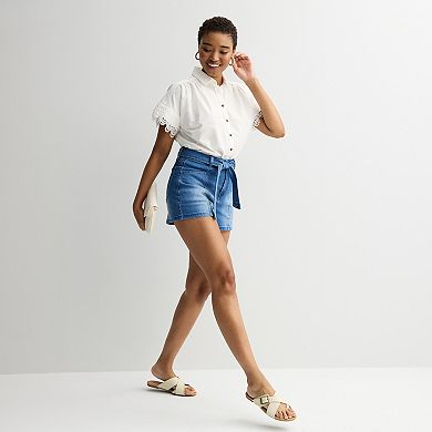 Women's Farmers Market Tie Belt Denim Shorts