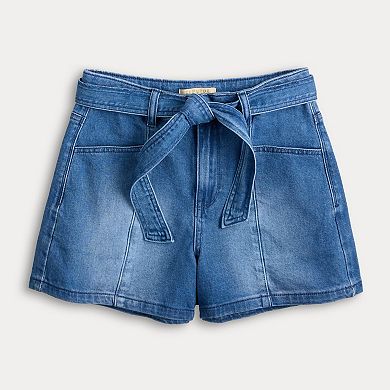 Women's Farmers Market Tie Belt Denim Shorts