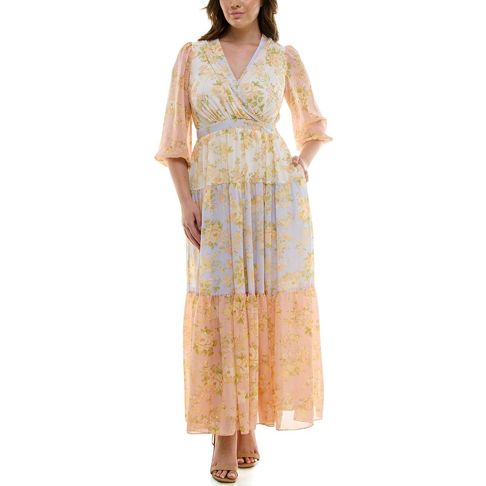 Plus Size Bohemian Tiered Maxi Dress with Balloon Sleeves