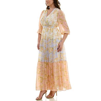 Plus Size Taylor Balloon Sleeve V-Neck Maxi Dress