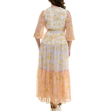 Plus Size Taylor Balloon Sleeve V-Neck Maxi Dress