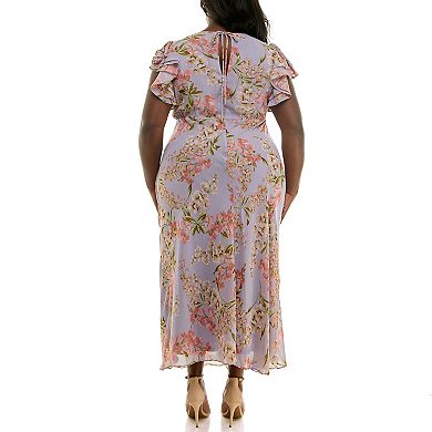 Plus Size Taylor Flutter Sleeve V-Neck Dress