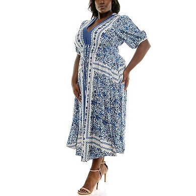 Plus Size Taylor Puff Sleeve Smocked Waist Fit & Flare Maxi Dress