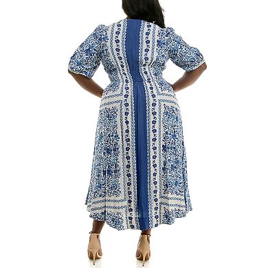 Plus Size Taylor Puff Sleeve Smocked Waist Fit & Flare Maxi Dress