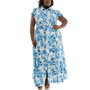 Plus Size Taylor Flutter Sleeve Shirt Dress