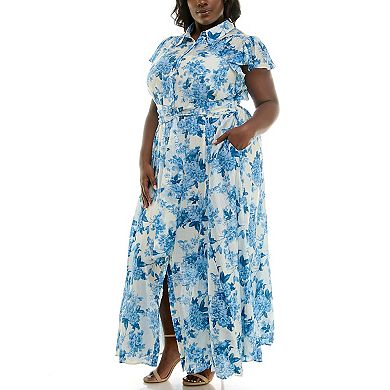 Plus Size Taylor Flutter Sleeve Shirt Dress