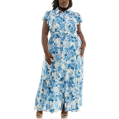 Plus Size Taylor Flutter Sleeve Shirt Dress