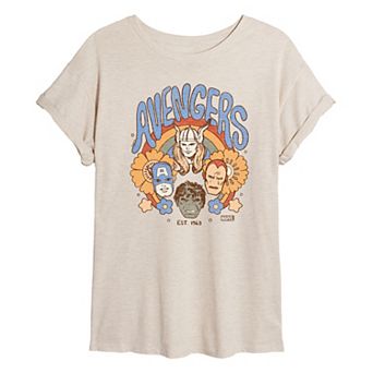 Juniors' Marvel Avengers Vintage Floral Oversized Tee