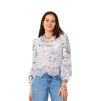 Women's Flint & Moss Lace Inset Floral Blouse
