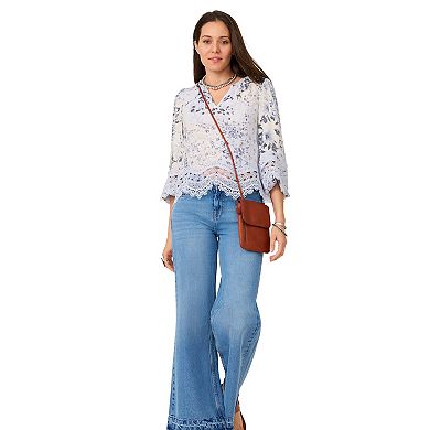 Women's Flint & Moss Lace Inset Floral Blouse