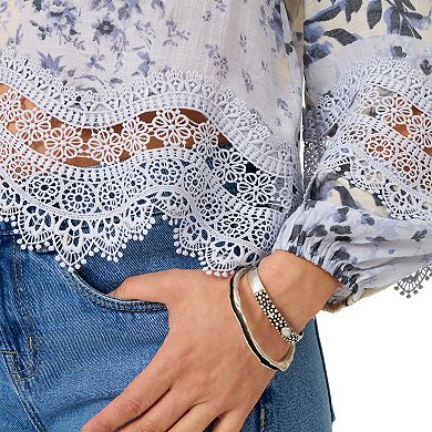 Women's Flint & Moss Lace Inset Floral Blouse