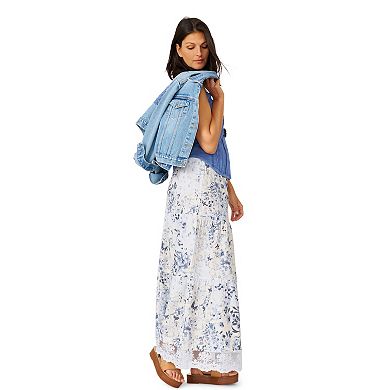 Women's Flint & Moss Lace Trim Tiered Maxi Skirt