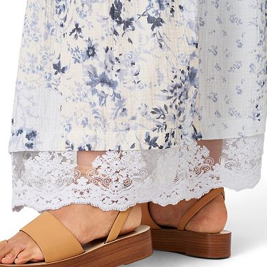 Women's Flint & Moss Lace Trim Tiered Maxi Skirt