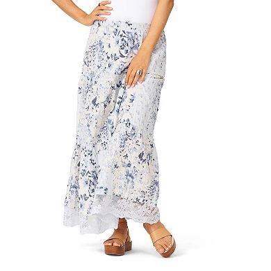 Women's Flint & Moss Lace Trim Tiered Maxi Skirt