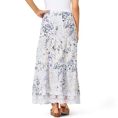 Women's Flint & Moss Lace Trim Tiered Maxi Skirt