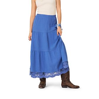 Women's Flint & Moss Lace Trim Tiered Maxi Skirt