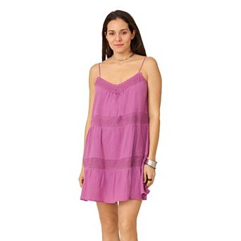 Women's Flint & Moss Lace Trim Tiered Cotton Mini Dress