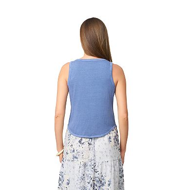 Women's Flint & Moss Button Front Lace Trim Tank