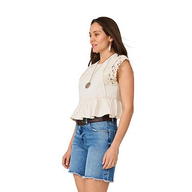 Women's Flint & Moss Lace Trim Cotton Knit Top