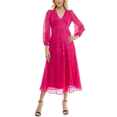 Women's Taylor Bias Cut V-Neck Long Sleeve Dress