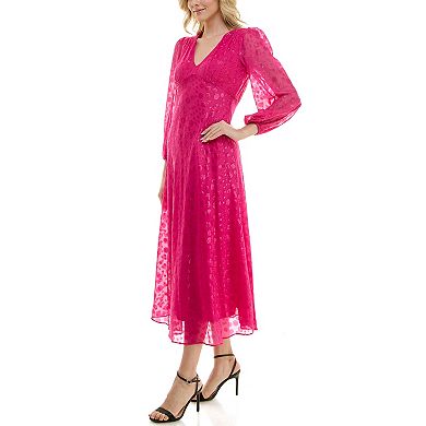 Women's Taylor Bias Cut V-Neck Long Sleeve Dress