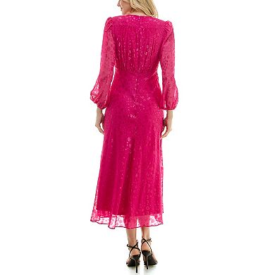 Women's Taylor Bias Cut V-Neck Long Sleeve Dress